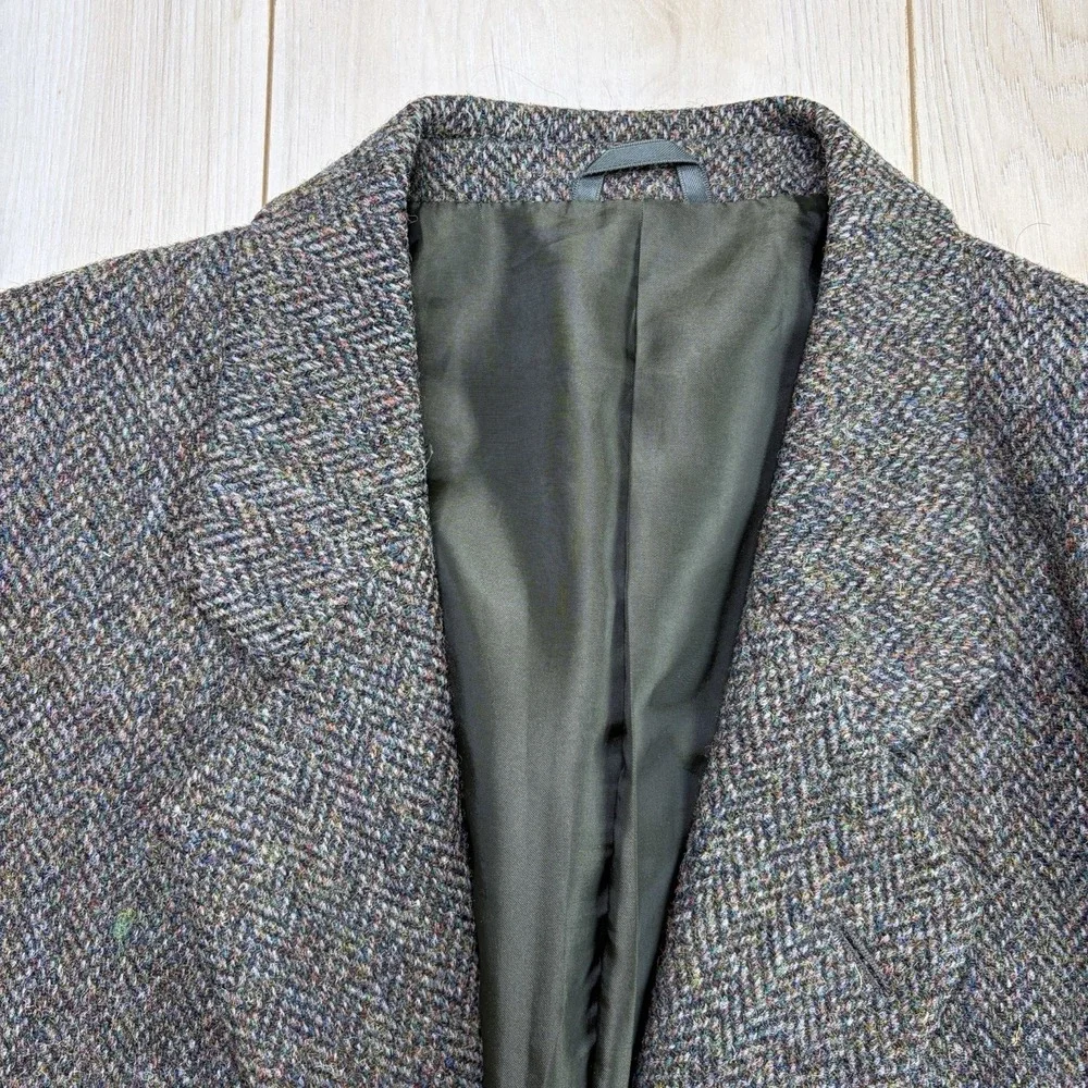 VTG Harris Tweed Speckled Herringbone Thick Wool Sport Coat Multicolor Mens 38S